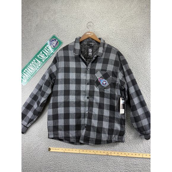 NFL Tennessee Titans Quilted Flannel Jacket Mens Large Black Gray Football NEW